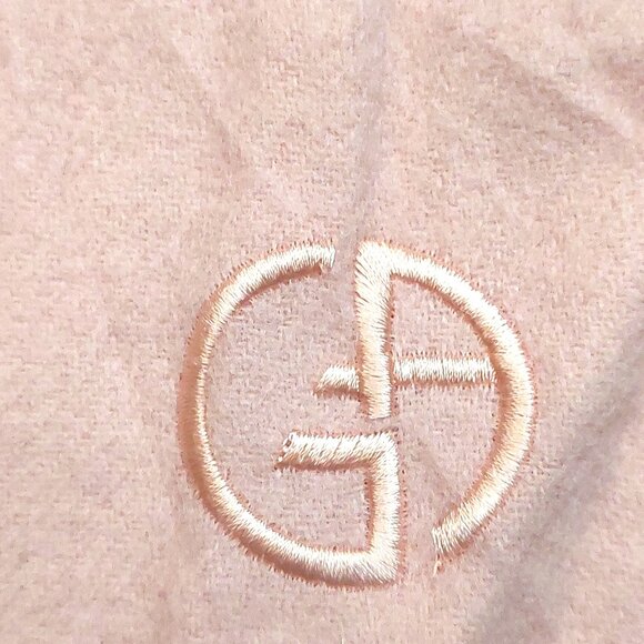 GIORGIO ARMANI Luxury Designer Vintage Logo Embroidered Pink Wool Scarf - Picture 16 of 16
